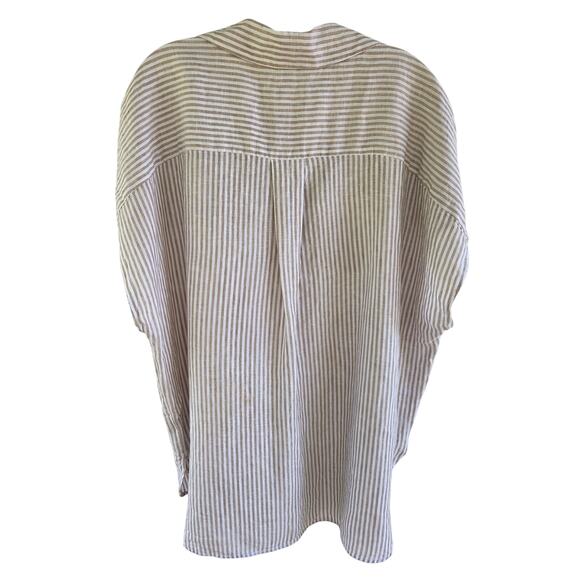 Banana Republic Clara Linen Shirt  XL Stripe Relaxed Fit Resort Collar S/S - Picture 7 of 8